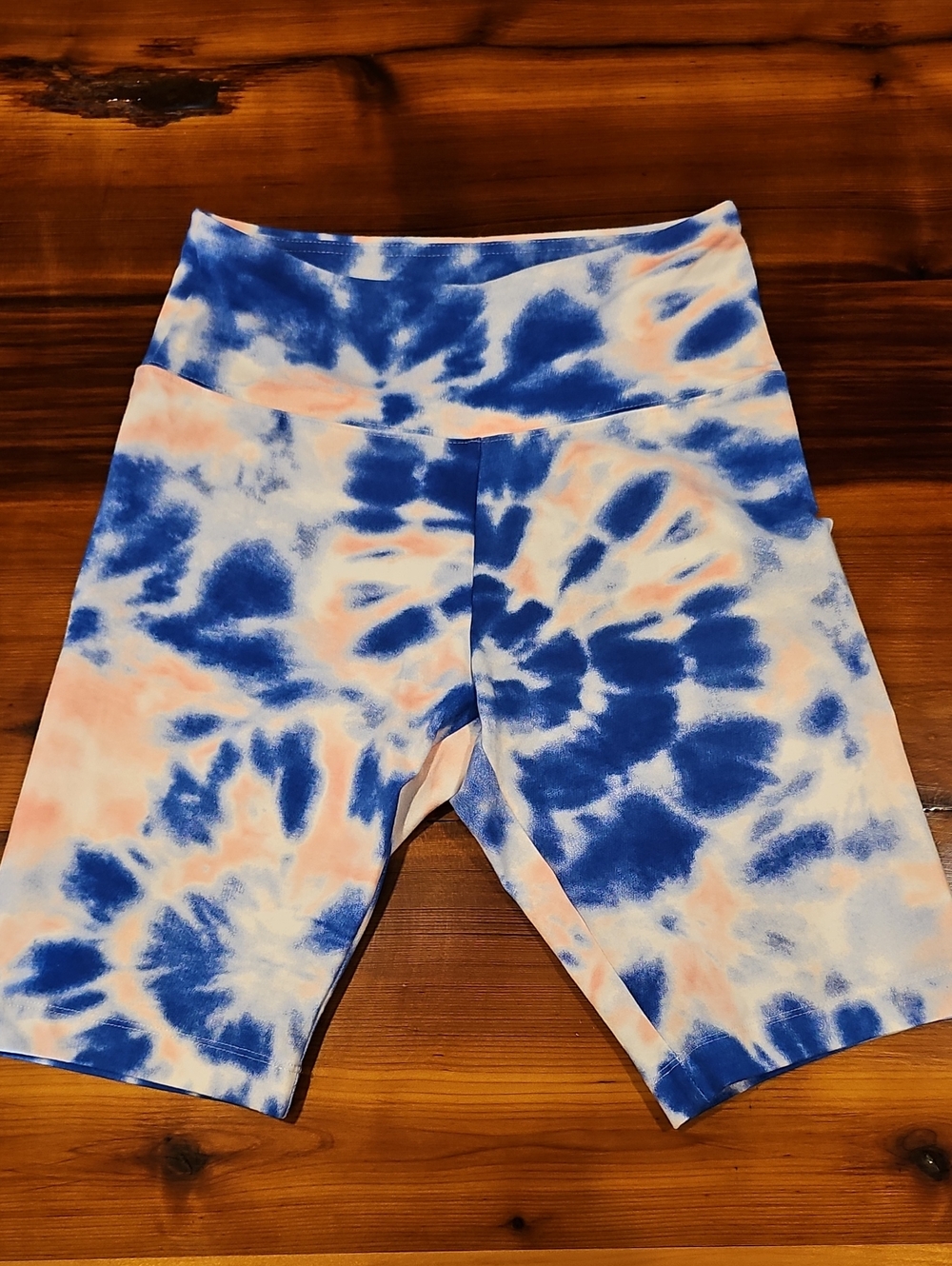 No Boundaries Ultra Blue & Peach Tie-Dye High-Waist Biker Shorts